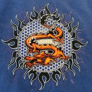Extreme Limit Hoodie Mens XL Blue Dragon Flame Graphic‎ Pullover Sweatshirt